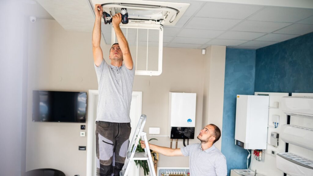 technicien effectuant une maintenance préventive sur un système frigorifique à Bruxelles.